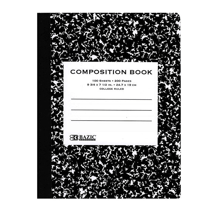 BAZIC C/R 100 Ct. Black Marble Composition Book [5050]