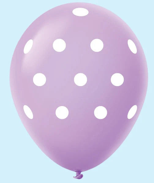 Qualatex Spring Lilac with White Polka Dots 11 Inch Latex Balloons 12 Pack[77146SL-12]