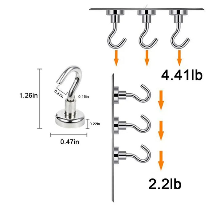 10pcs Super Strong Magnetic Hooks, 2Lbs Heavy Duty Magnetic Hooks For Hanging, Magnet Hooks For Cruise Ship, Camping Grill, Kitchen, Fridge, Garage Wall [LH01269A]