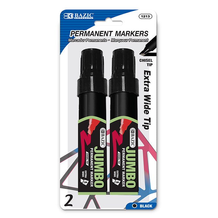 BAZIC 8mm Jumbo Chisle Tip Permanent Marker (2/Pack) [1213]