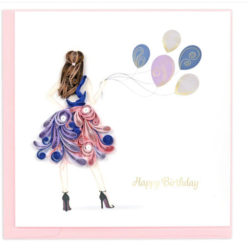 Quilled Fashion Birthday Girl Greeting Card [BD0184]