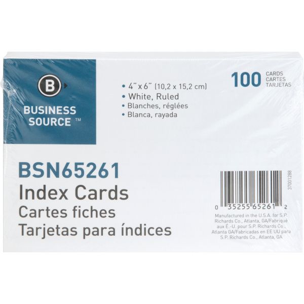 CARD INDEX 4X6 RULED WHITE [BSN65261]