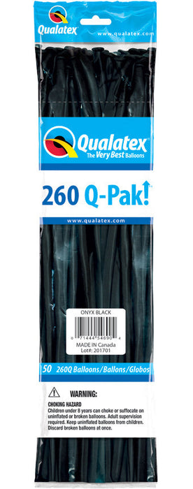 Qualatex 260Q Nozzles Up Onyx Black Entertainer Balloons 50 Pack [54690]