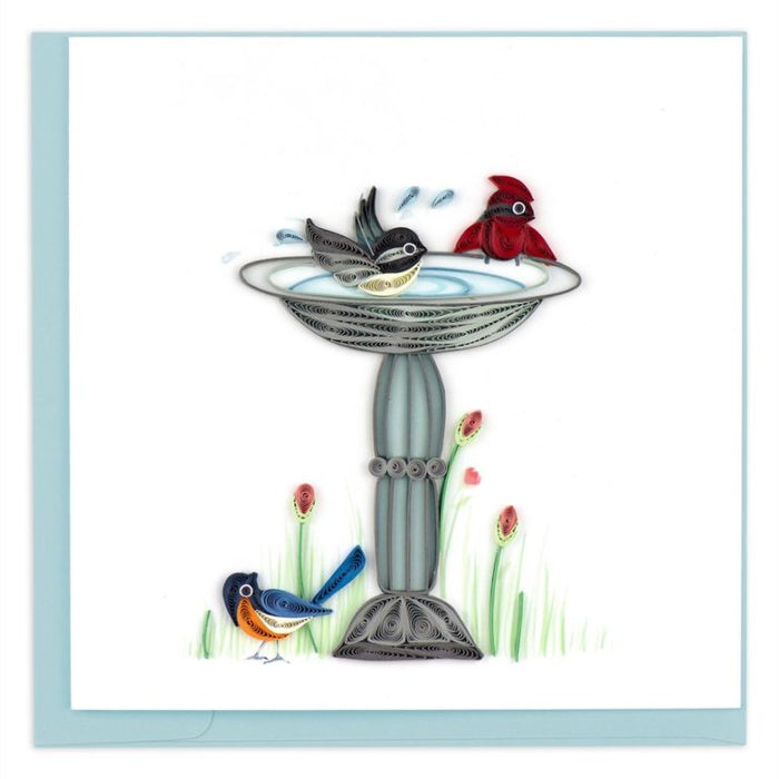 Quilled Bird Bath Greeting Card [BL1185]