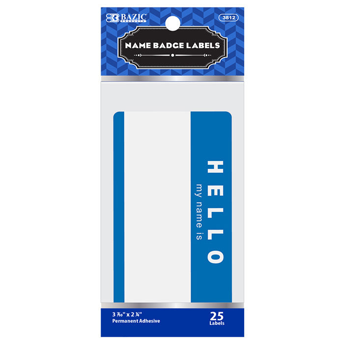 BAZIC "HELLO my name is" Name Badge Label (25/Pack) [3812]
