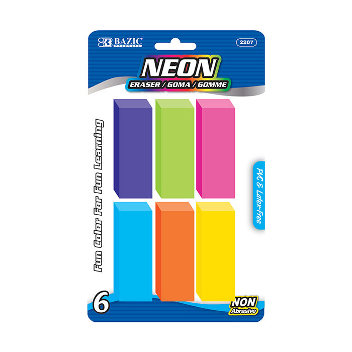 BAZIC Neon Bevel Eraser (6/Pack) [2207]