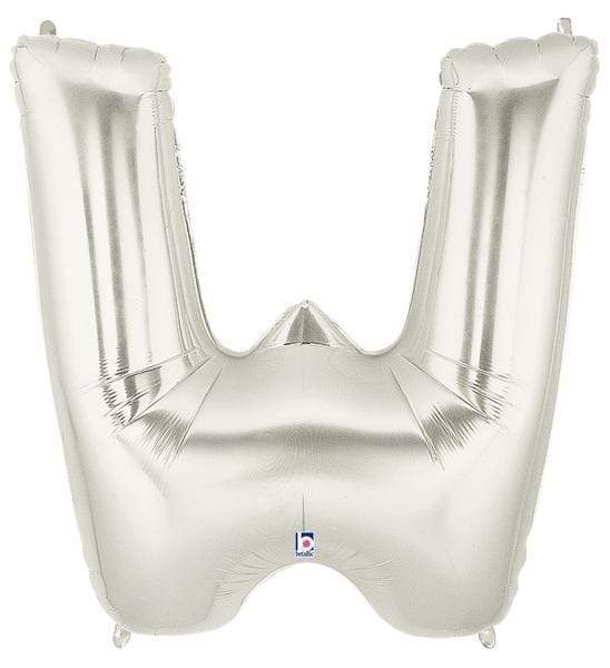 Megaloon Letter W Silver 34 Inch  Foil Mylar Balloon [15924S]