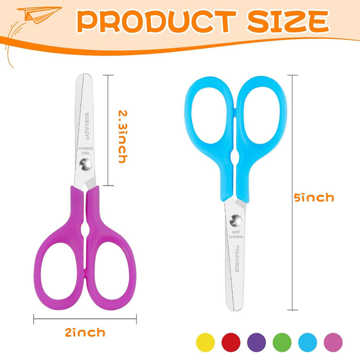Economy Child Scissors (5-inch blunt-tip)  Assorted Colors [X003WA25JP]