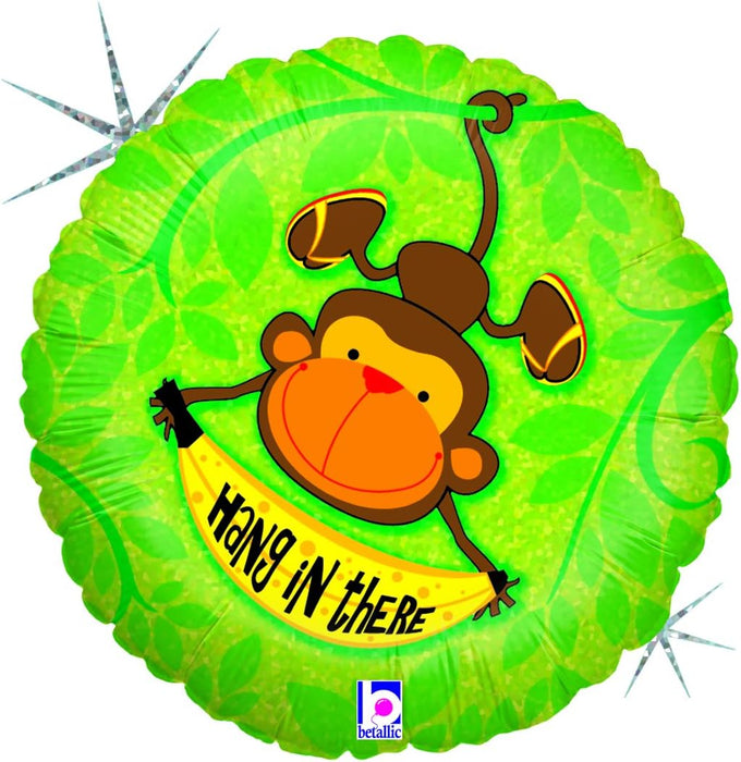 18" ROUND HANG IN THERE MONKEY BALLOON [86684]