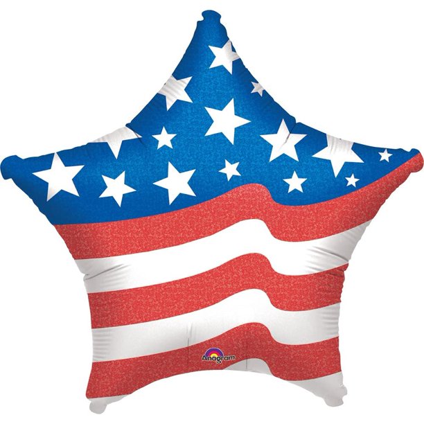 10 Patriotic Star Balloons 19 Inch Foil Mylar Balloons [05935-10]