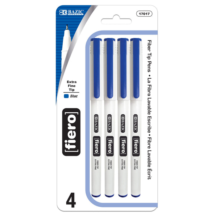 BAZIC Fiero BlUE Fiber Tip Finerliner Pen (4/Pack) [17017]