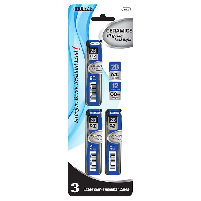 BAZIC 12 ct. 0.7 mm Ceramics High-Quality Mechanical Pencil Leads (3/Pack) [792]