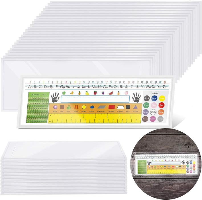 Nameplate Pockets Self-Adhesive Name Plate Clear Pockets for Classroom Desk, 14.2 x 4.7 Inch Pack of 6 [X00297IA91]