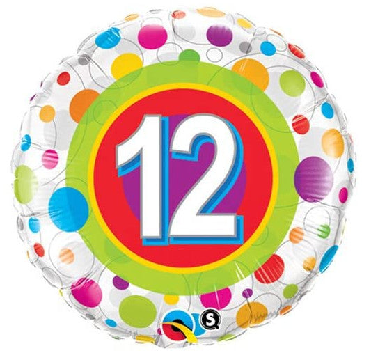12th Birthday Balloon Number 12 Foil Balloon 1 per Pack [41128]