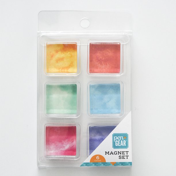 Glass Refrigerator Magnets, Tie-Dye Colors, 6 Count [GM003]