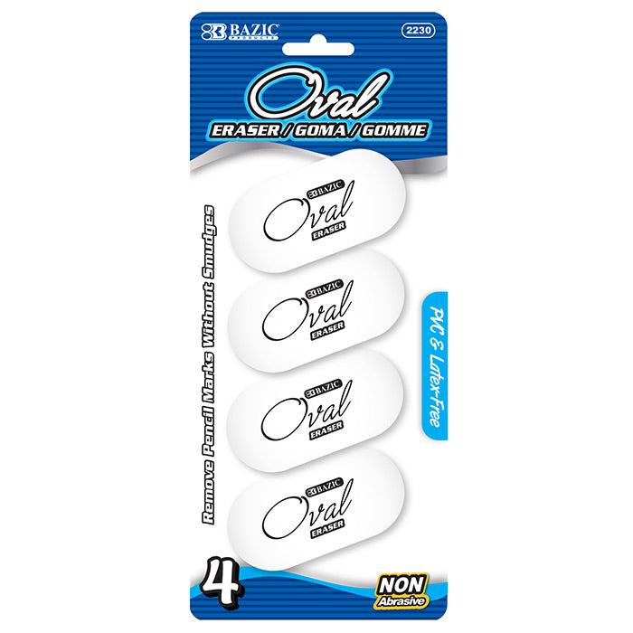 BAZIC White Oval Eraser (4/Pack) [2230]