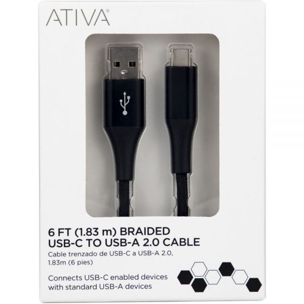 Ativa USB Type-C To USB Type-A Cable, 6', Black, 45380 [ODFN5826680]