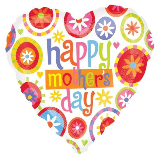 Happy Mother's Day Jumbo Heart Shaped 28 Inch Foil Mylar Balloon [19476]