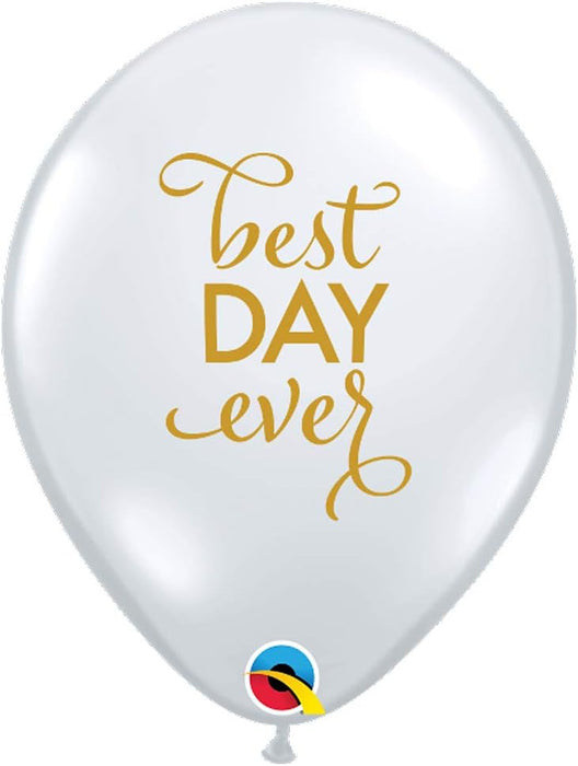Qualatex Best Day Ever Gold on Clear 11 Inch Latex [88205]