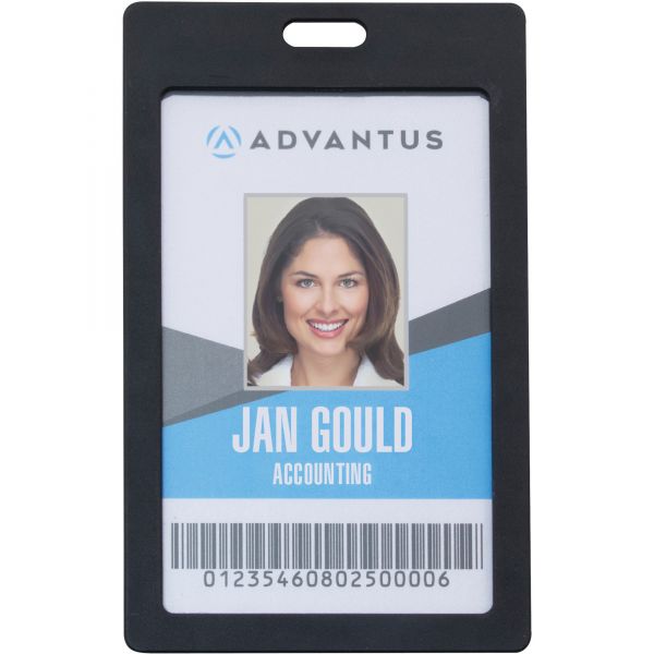 Advantus Vertical Rigid ID Badge Holder Support 2" x 3.25" Media - Vertical - Plastic - Black [AVT97068]
