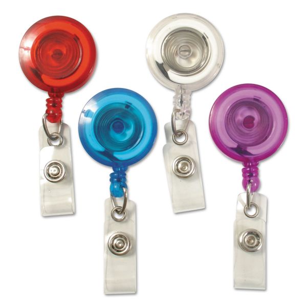 SICURIX ID Slide-Style Belt Clip Card Reels, 30" Extension, Translucent/Red/Blue/Purple [BAU68884]