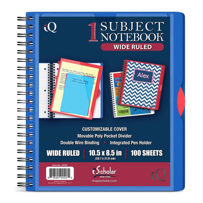 iSCHOLAR iQ 1SUB DOUBLE WIRE POLY NOTEBOOK WR 100SH [59901]