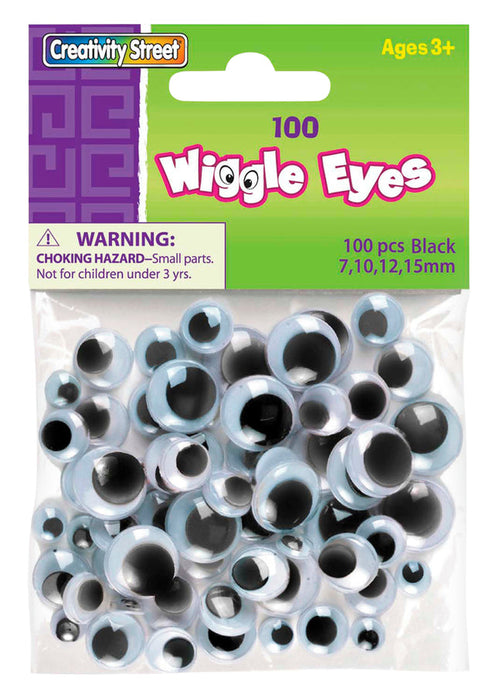 Creativity Street Round Wiggle Eye, Assorted Size, Black on White, Pack of 100 [PAC3446-02]