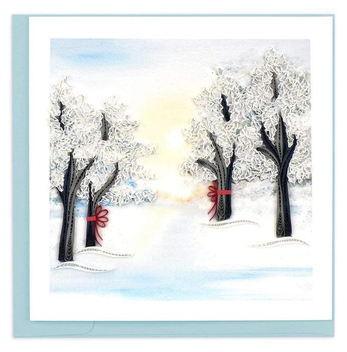 Quilled Snow Covered Trees Greeting Card [BL1239]