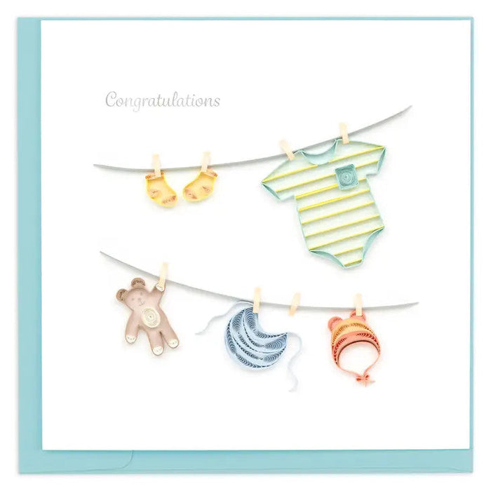 Quilled Baby Clothesline Greeting Card [CG829]