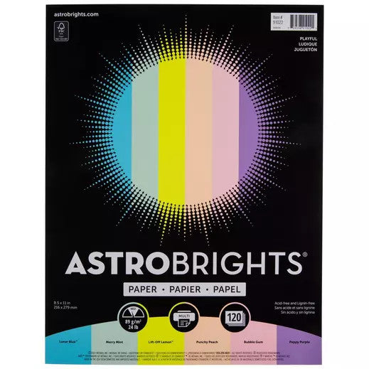 Astrobrights Color Paper, 8.5"x11", Playful 120 Pages