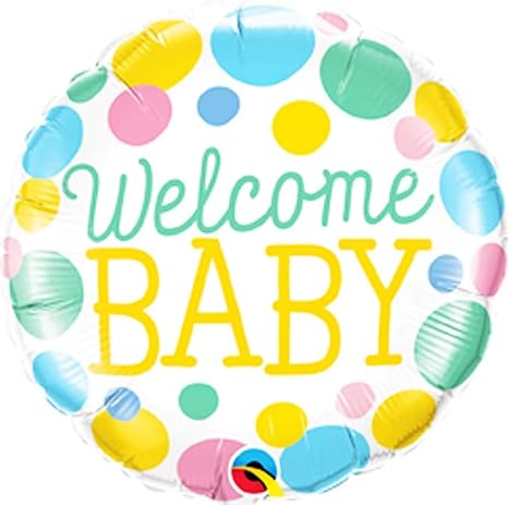 18 INCH WELCOME BABY DOTS MYLAR BALLOON