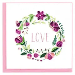Quilled LOVE Floral Wreath Greeting Card [LV268]