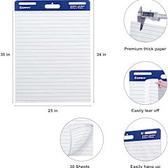 Comix Lined Sticky Easel Pad, 25 x 30 Inches Flip Chart Paper for Teachers, Large Self Stick Easel Paper, 30 Sheets/Pad [B0C58XH21V]
