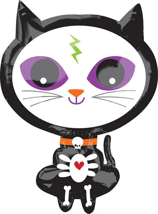 Skelly Kitty 21 Inch Foil Mylar Balloon  [39988]