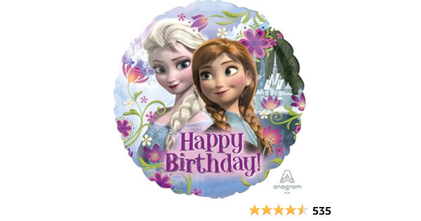 Frozen Anna & Elsa Happy Birthday 18 Inch Foil Mylar Balloon (2 Pack) [29009]