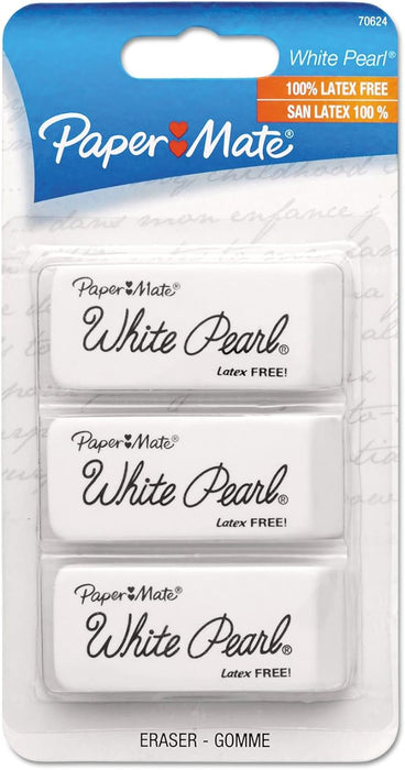 Paper Mate 70624 White Pearl Eraser, 3 Pack [PAP70624]
