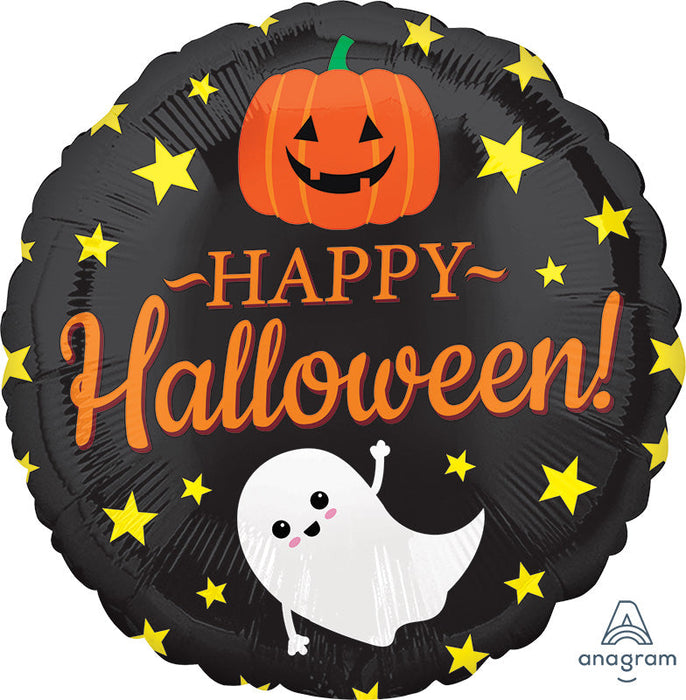 Ghost Pumpkin and Stars Halloween 18 inch Foil Mylar Balloon [41994] [41994]