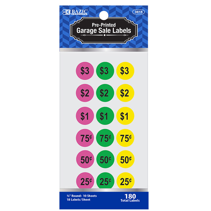 BAZIC Garage Sale Label (180/Pack) [3815]