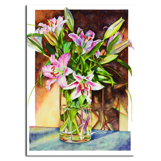 Lilies in Glass Thank You  Greeting Card [2434TY]