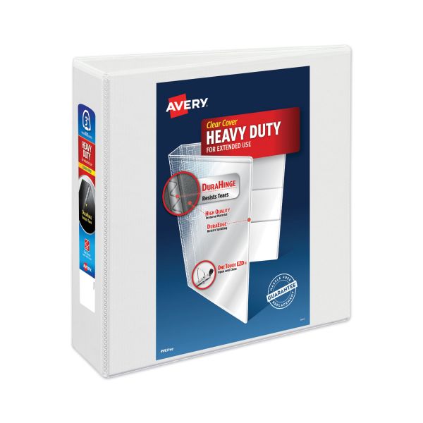 Avery Heavy-Duty View 3-Ring Binder With Locking One-Touch EZD Rings, 3" D-Rings, 49% Recycled, White [AVE79193]
