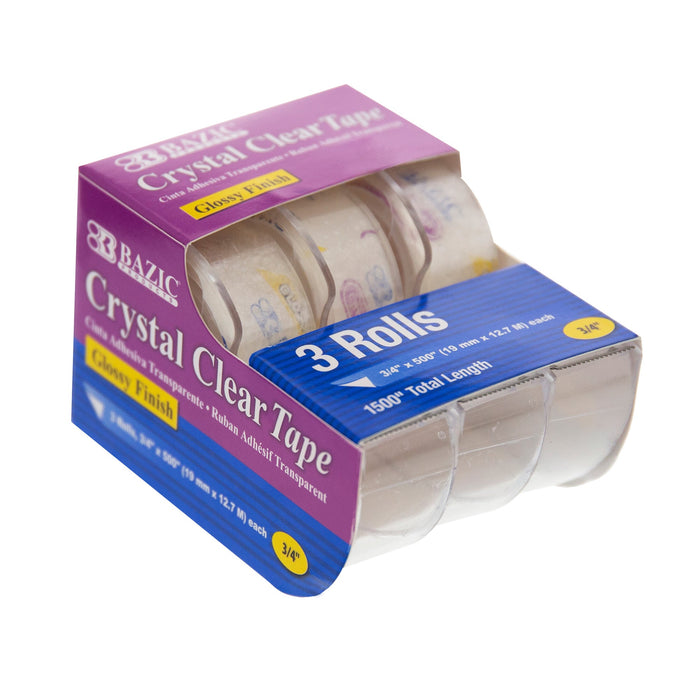 BAZIC 3/4" X 500" Crystal Clear Tape (3/Pack) [929]