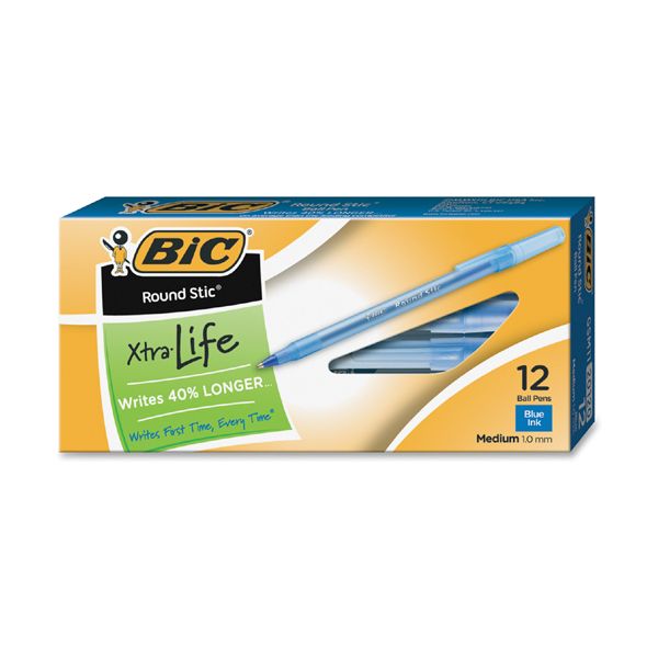 BIC Round Stic Ballpoint Pen, 1mm, Blue Ink [BICGSM11BE]