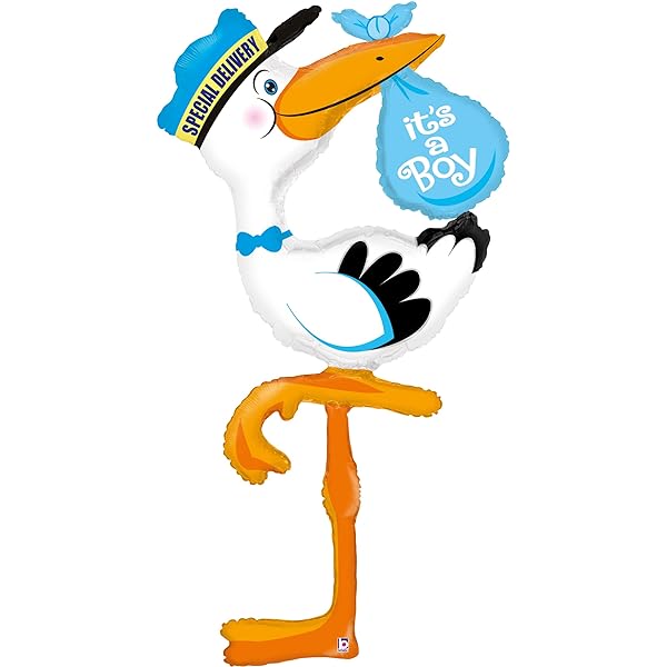 Special Delivery Boy Stork 5 Foot Tall Foil Mylar Balloon [85759]
