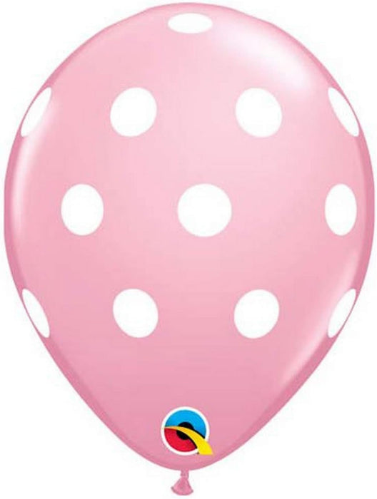 Qualatex Pink Polka Dot 11 Inch Latex Balloons Bag of 50 [42944]