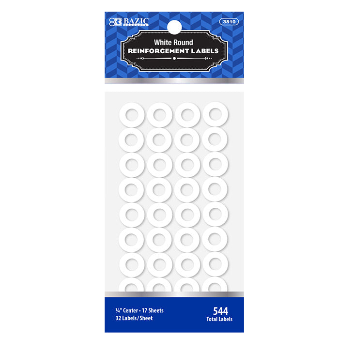 BAZIC White Round Reinforcement Label (544/Pack) [3810]