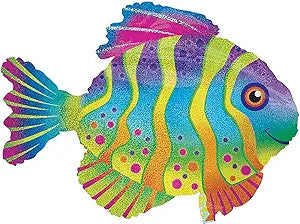 Colorful Holographic Fish 33 Inch Foil Mylar Balloon [32850]