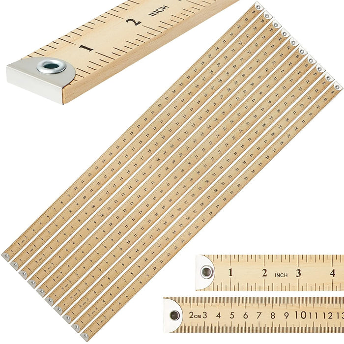 Wood Yardstick - 36" Length 1" Width - 1/8 Graduations with Hang Hole and Metal Tips [ACM10425]
