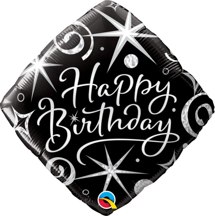 Elegant Sparkles & Swirls Birthday Diamond Shape 18 Inch Mylar Balloon [29986]