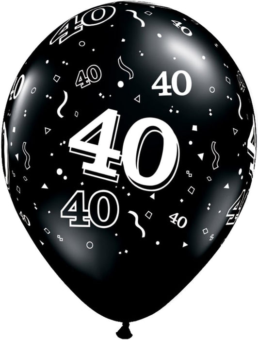 Happy 40th 11 Inch Black Latex Balloons 50 Count [37111] (D)