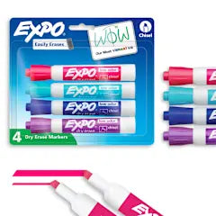 EXPO Low-Odor Dry-Erase Markers, Chisel Point, Assorted Colors, Pack Of 4 Markers [SAN81029]